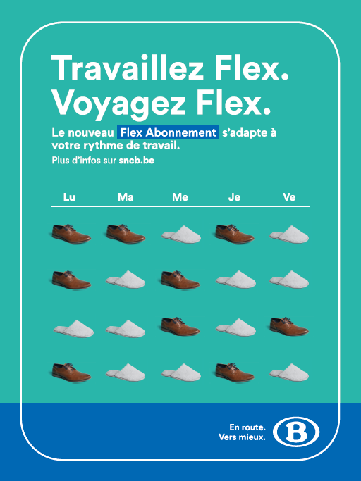 Affiche publicitaire de la SNCB pour le Flex Abonnement